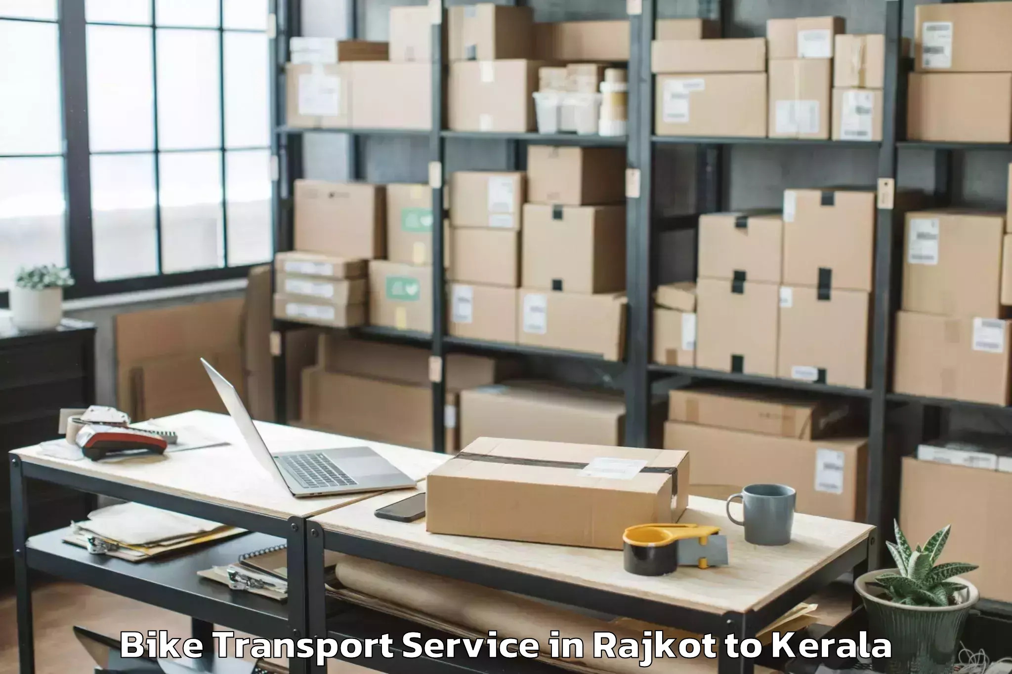 Professional Rajkot to Naduvannur Bike Transport